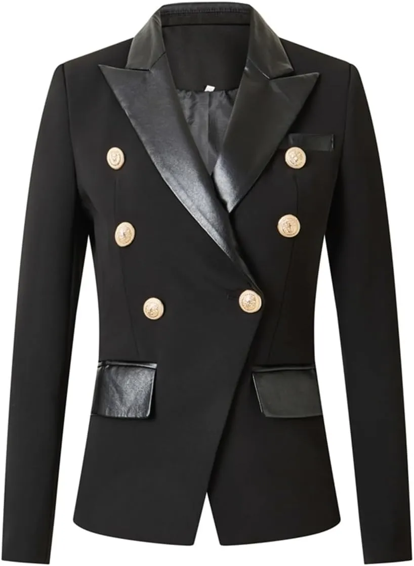 -Breasted Slim-fit Suit Collar Slim Suit Spring Suit Design Small Suit Jacket(Large)