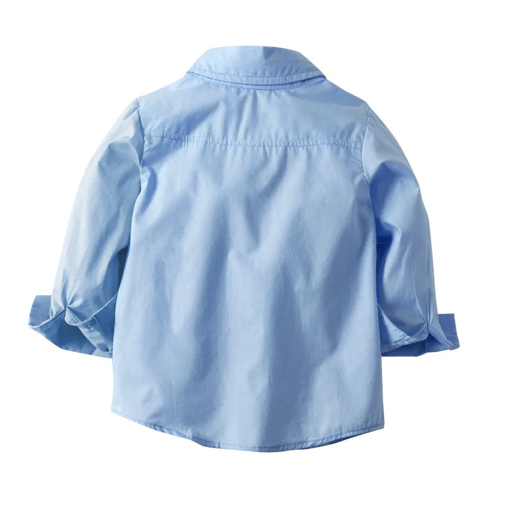 2 Pieces Set Baby Kid Boys Birthday Party Solid Color Bow Shirts And Jumpsuits Wholesale 211109212