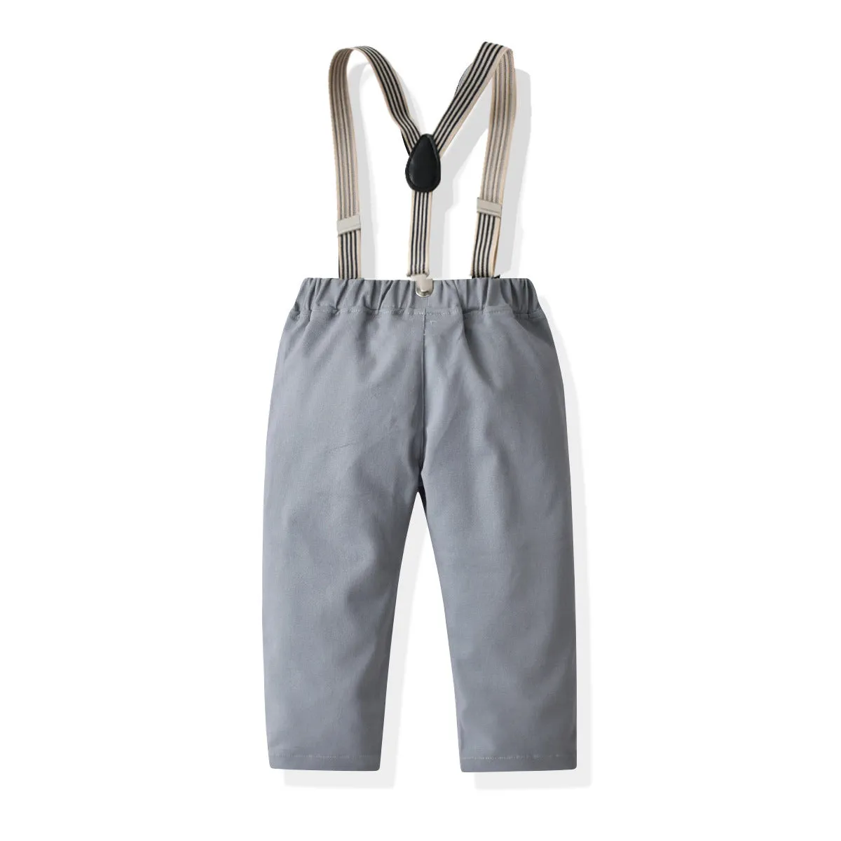 2 Pieces Set Baby Kid Boys Birthday Party Solid Color Bow Shirts And Jumpsuits Wholesale 211109212