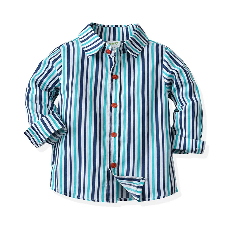 2 Pieces Set Baby Kid Boys Birthday Party Striped Bow Shirts And Pants Suits Wholesale 211109336