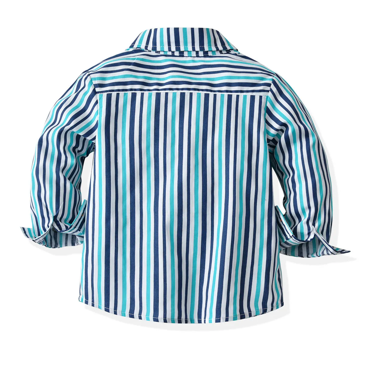2 Pieces Set Baby Kid Boys Birthday Party Striped Bow Shirts And Pants Suits Wholesale 211109336