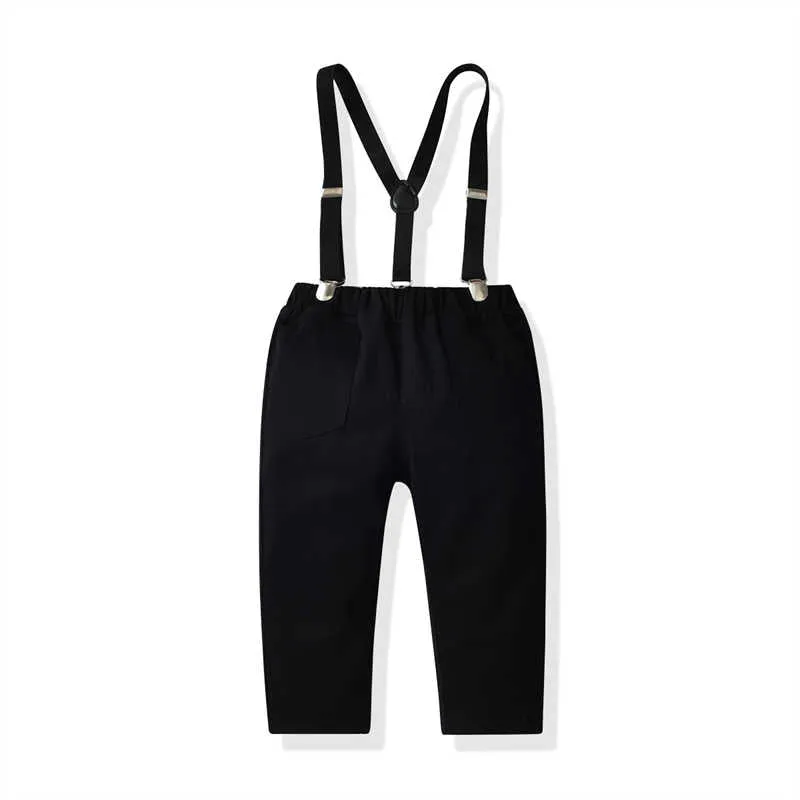 2 Pieces Set Baby Kid Boys Birthday Party Striped Bow Shirts And Solid Color Jumpsuits Wholesale 211109460