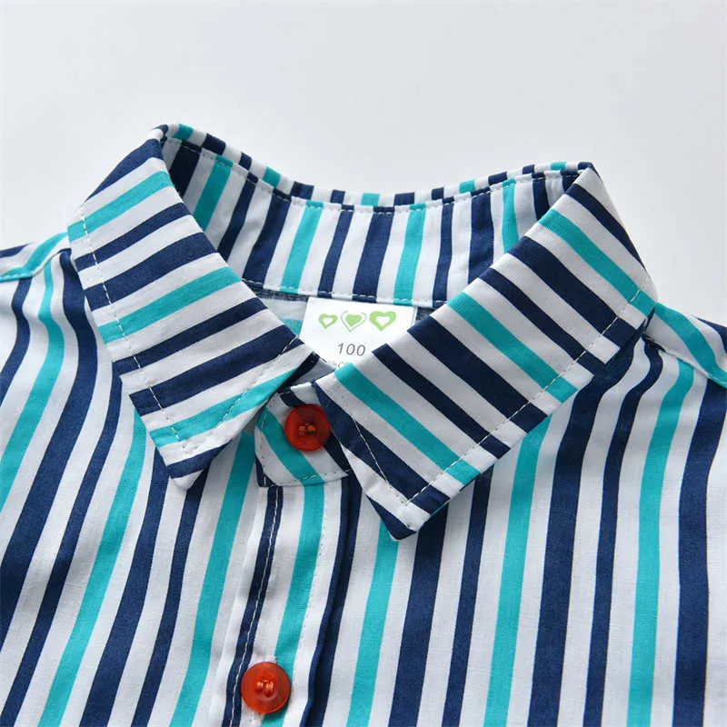 2 Pieces Set Baby Kid Boys Birthday Party Striped Bow Shirts And Solid Color Jumpsuits Wholesale 211109460