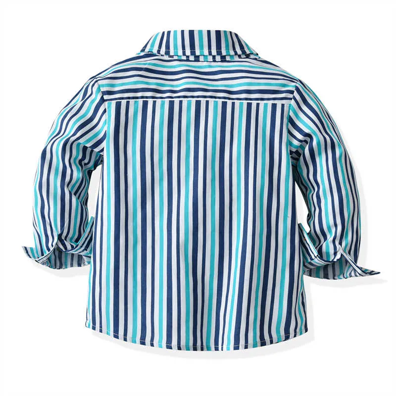 2 Pieces Set Baby Kid Boys Birthday Party Striped Bow Shirts And Solid Color Jumpsuits Wholesale 211109460