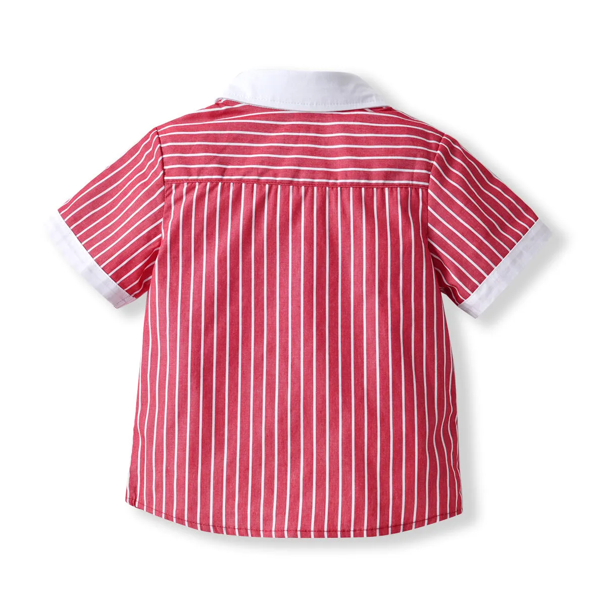 2 Pieces Set Baby Kid Boys Birthday Party Striped Bow Shirts And Solid Color Rompers Wholesale 220531612