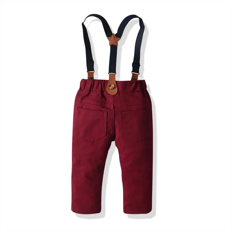 2 Pieces Set Baby Kid Boys Checked Bow Shirts And Pants Suits Wholesale 211109438