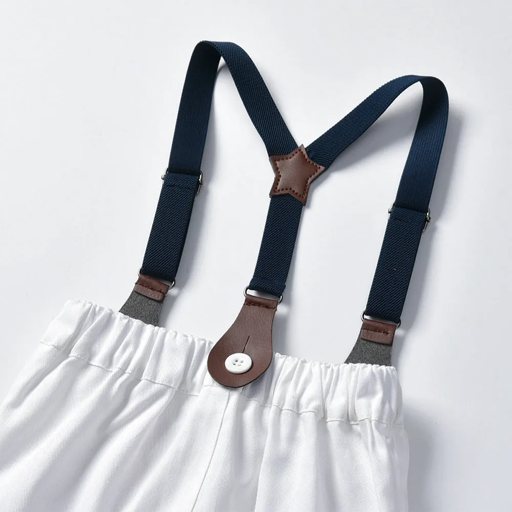 2 Pieces Set Baby Kid Boys Checked Bow Shirts And Solid Color Jumpsuits Suits Wholesale 22040747