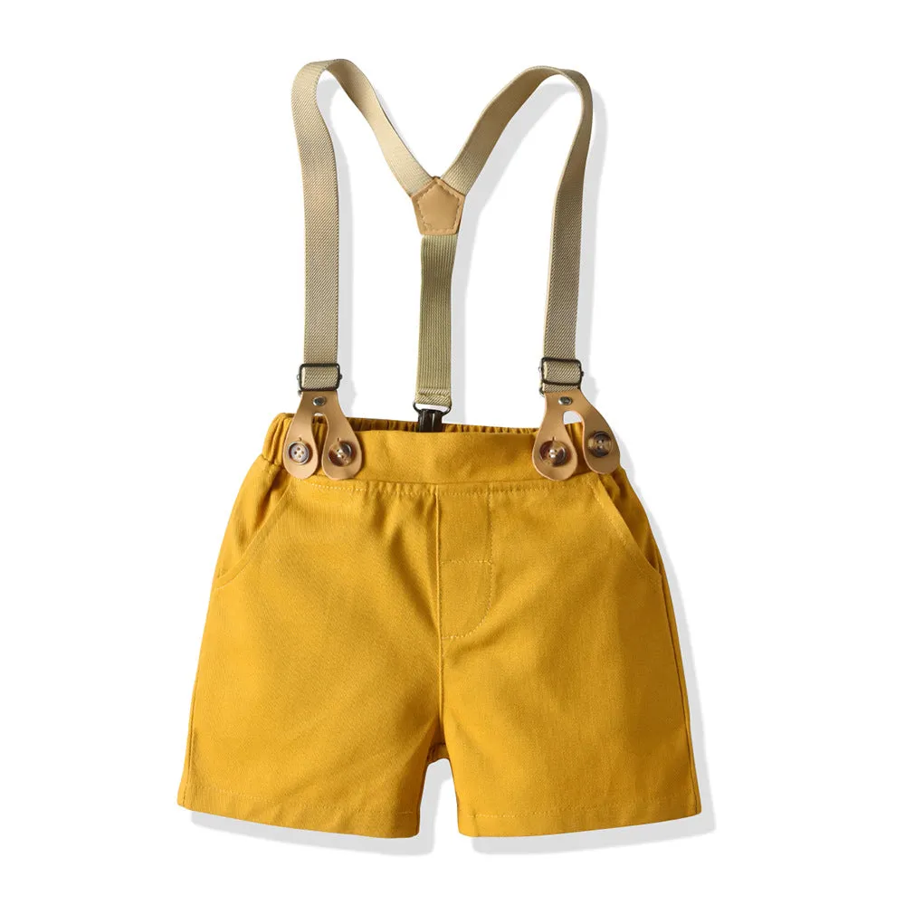 2 Pieces Set Baby Kid Boys Dressy Bow Shirts Suits And Solid Color Rompers Wholesale 22052623