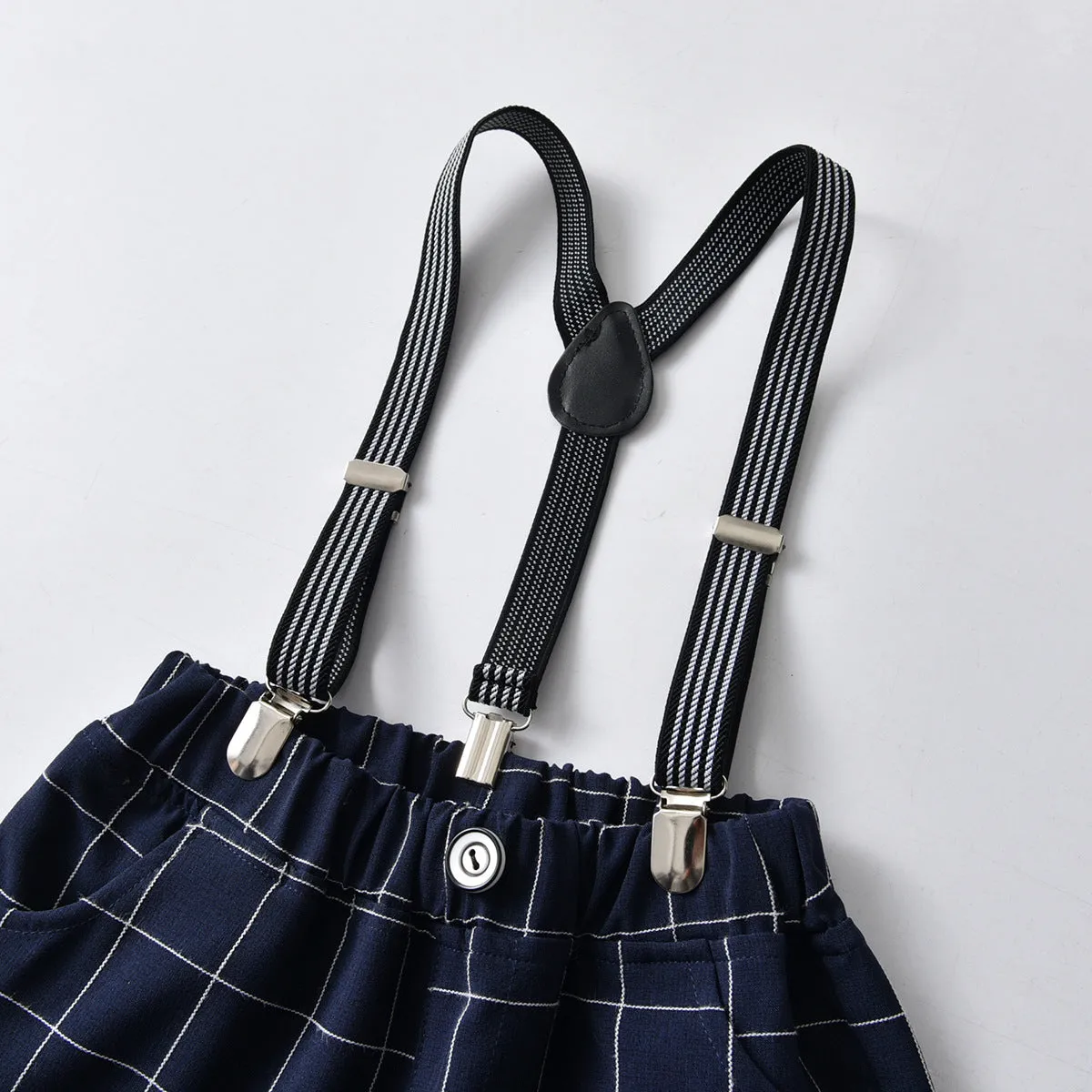 2 Pieces Set Baby Kid Boys Dressy Checked Bow Shirts And Shorts Suits Wholesale 220531629