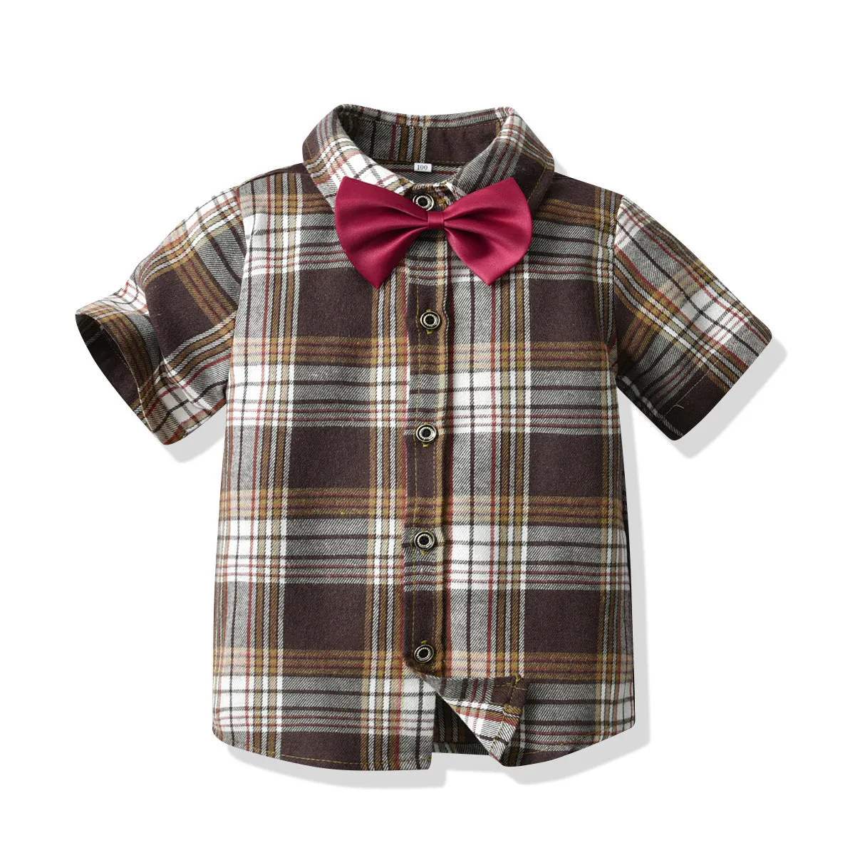 2 Pieces Set Baby Kid Boys Dressy Checked Bow Shirts And Shorts Suits Wholesale 220531629