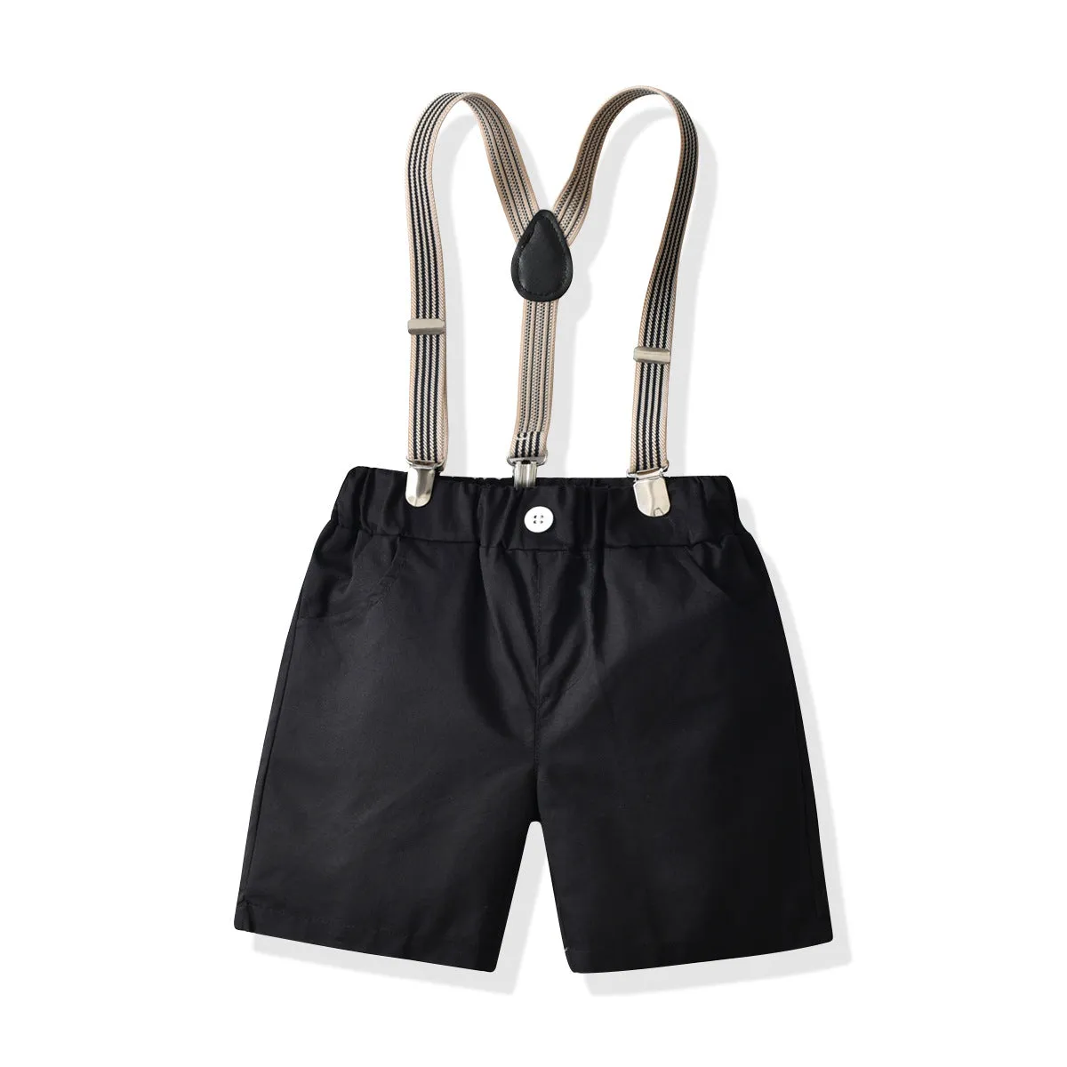 2 Pieces Set Baby Kid Boys Dressy Checked Bow Shirts And Solid Color Rompers Suits Wholesale 220531130