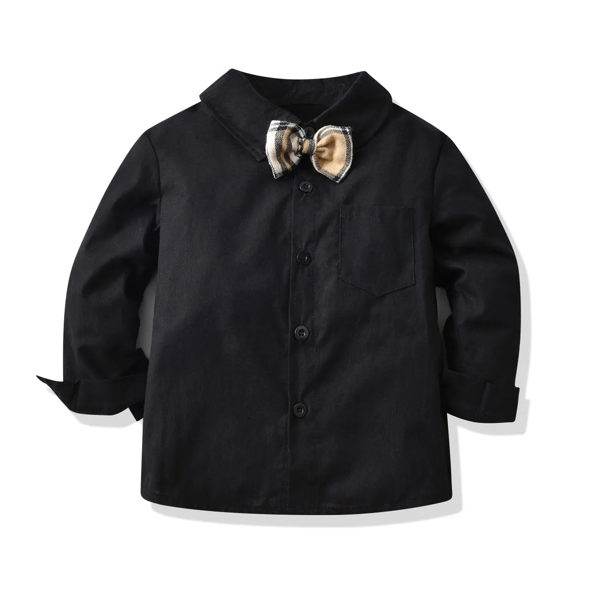 2 Pieces Set Baby Kid Boys Solid Color Bow Shirts And Pants Wholesale 220531184