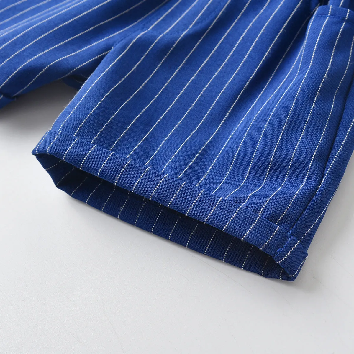 2 Pieces Set Baby Kid Boys Solid Color Bow Shirts And Striped Shorts Wholesale 220531176