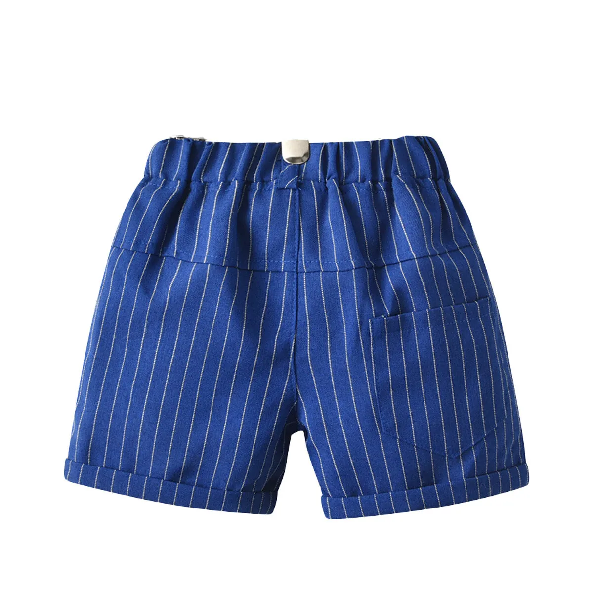 2 Pieces Set Baby Kid Boys Solid Color Bow Shirts And Striped Shorts Wholesale 220531176