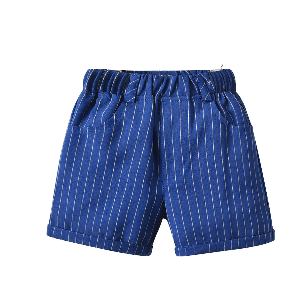 2 Pieces Set Baby Kid Boys Solid Color Bow Shirts And Striped Shorts Wholesale 220531176
