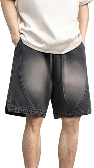 2025 Denim Shorts Mens Workwear Overalls Drawstring Short Jeans Denim Shorts Combat Cropped Trousers