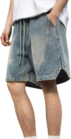 2025 Denim Shorts Mens Workwear Overalls Drawstring Short Jeans Denim Shorts Combat Cropped Trousers