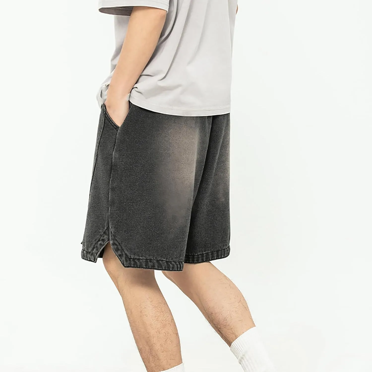2025 Denim Shorts Mens Workwear Overalls Drawstring Short Jeans Denim Shorts Combat Cropped Trousers