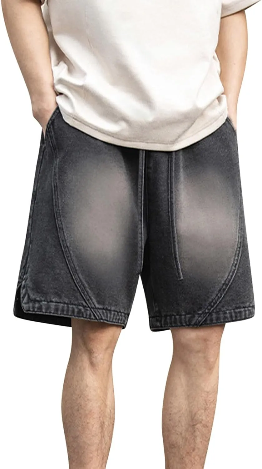 2025 Denim Shorts Mens Workwear Overalls Drawstring Short Jeans Denim Shorts Combat Cropped Trousers
