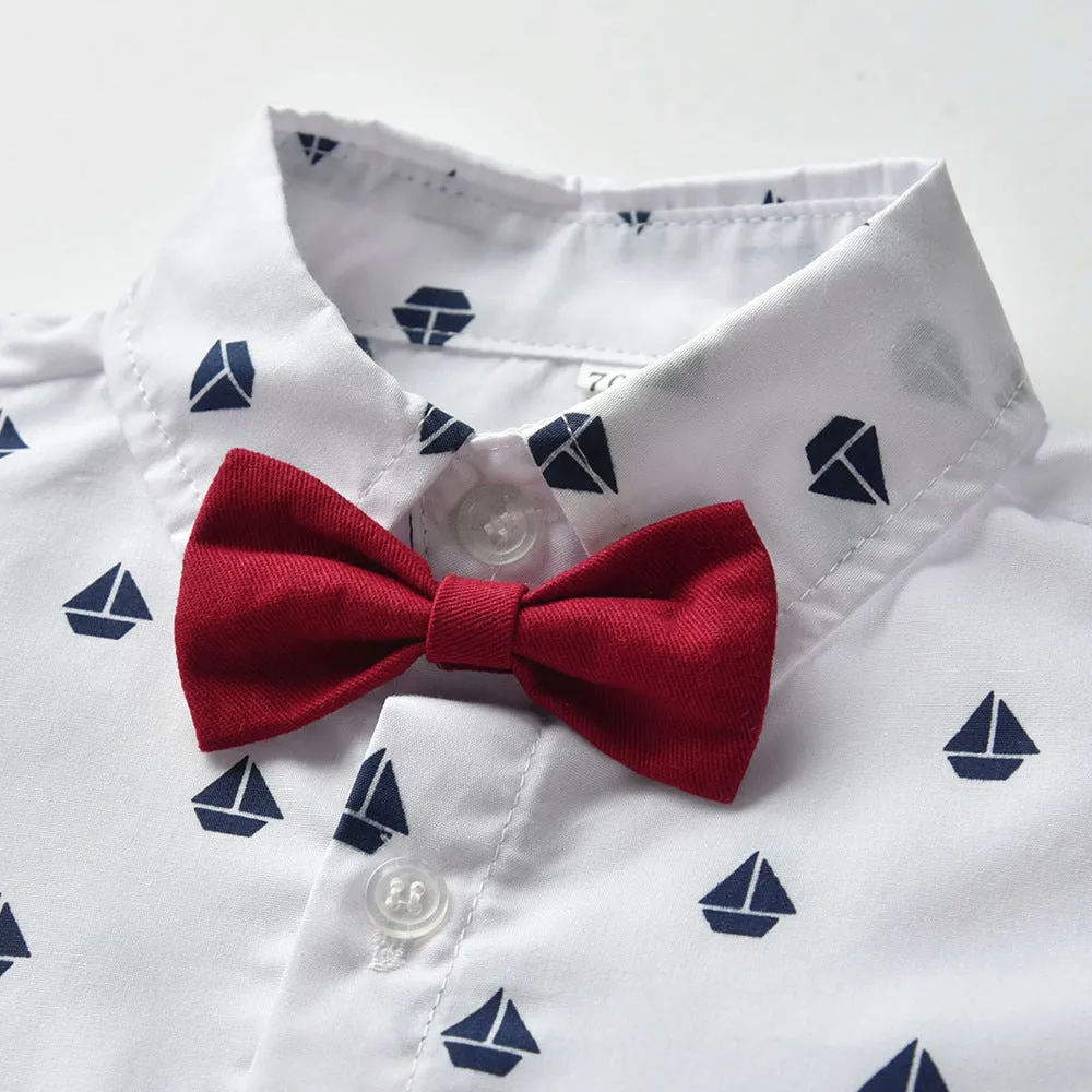 3 Pieces Set Baby Kid Boys Birthday Bow Print Shirts And Solid Color Vests Waistcoats And Pants Wholesale 23041132