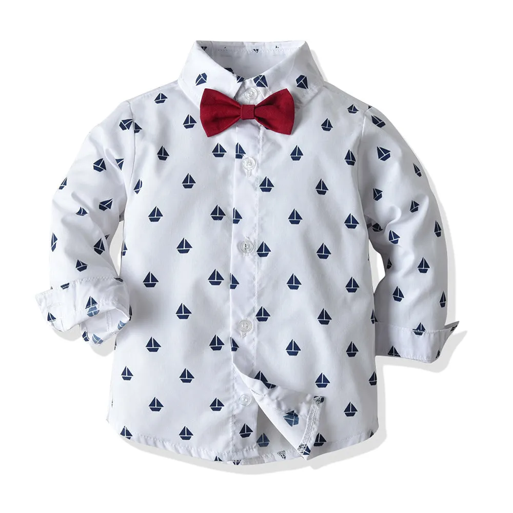 3 Pieces Set Baby Kid Boys Birthday Bow Print Shirts And Solid Color Vests Waistcoats And Pants Wholesale 23041132