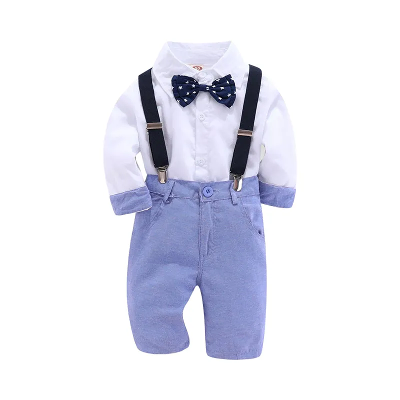 3 Pieces Set Baby Kid Boys Birthday Party Solid Color Bow Shirts And Striped Vests Waistcoats And Pants Wholesale 22071172