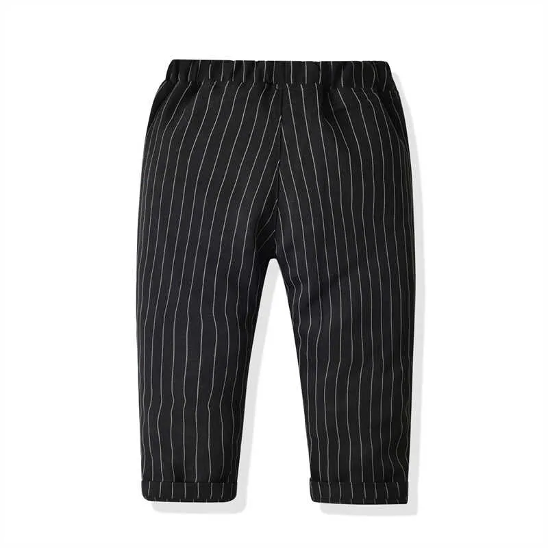 3 Pieces Set Baby Kid Boys Dressy Striped Vests Waistcoats Solid Color Bow Shirts And Suits Trousers Wholesale 211109418