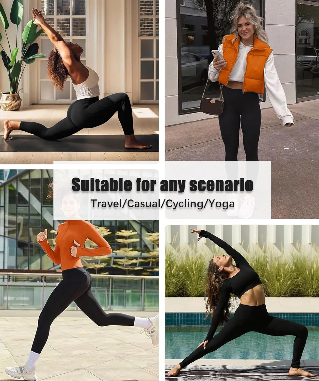 4 Pack Leggings with Pockets for Women - Soft High Waisted Tummy Control Workout Yoga Pants