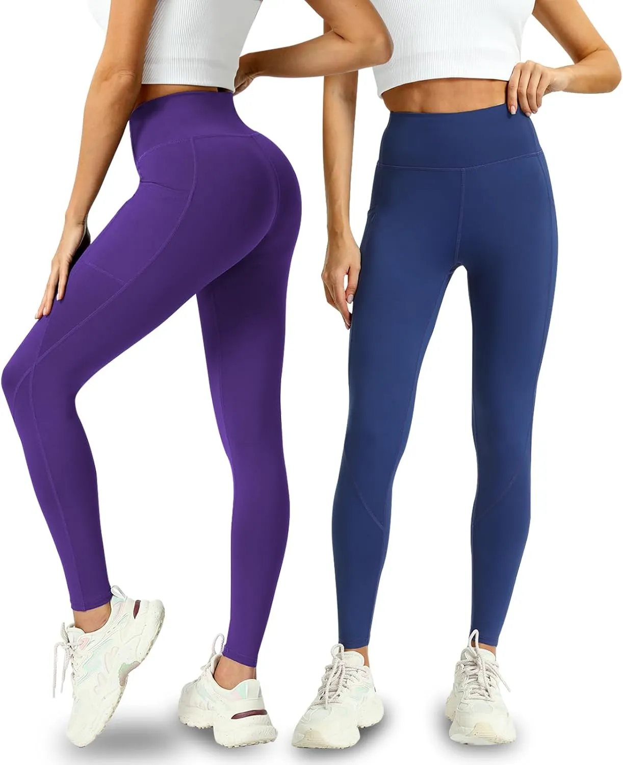 4 Pack Leggings with Pockets for Women - Soft High Waisted Tummy Control Workout Yoga Pants