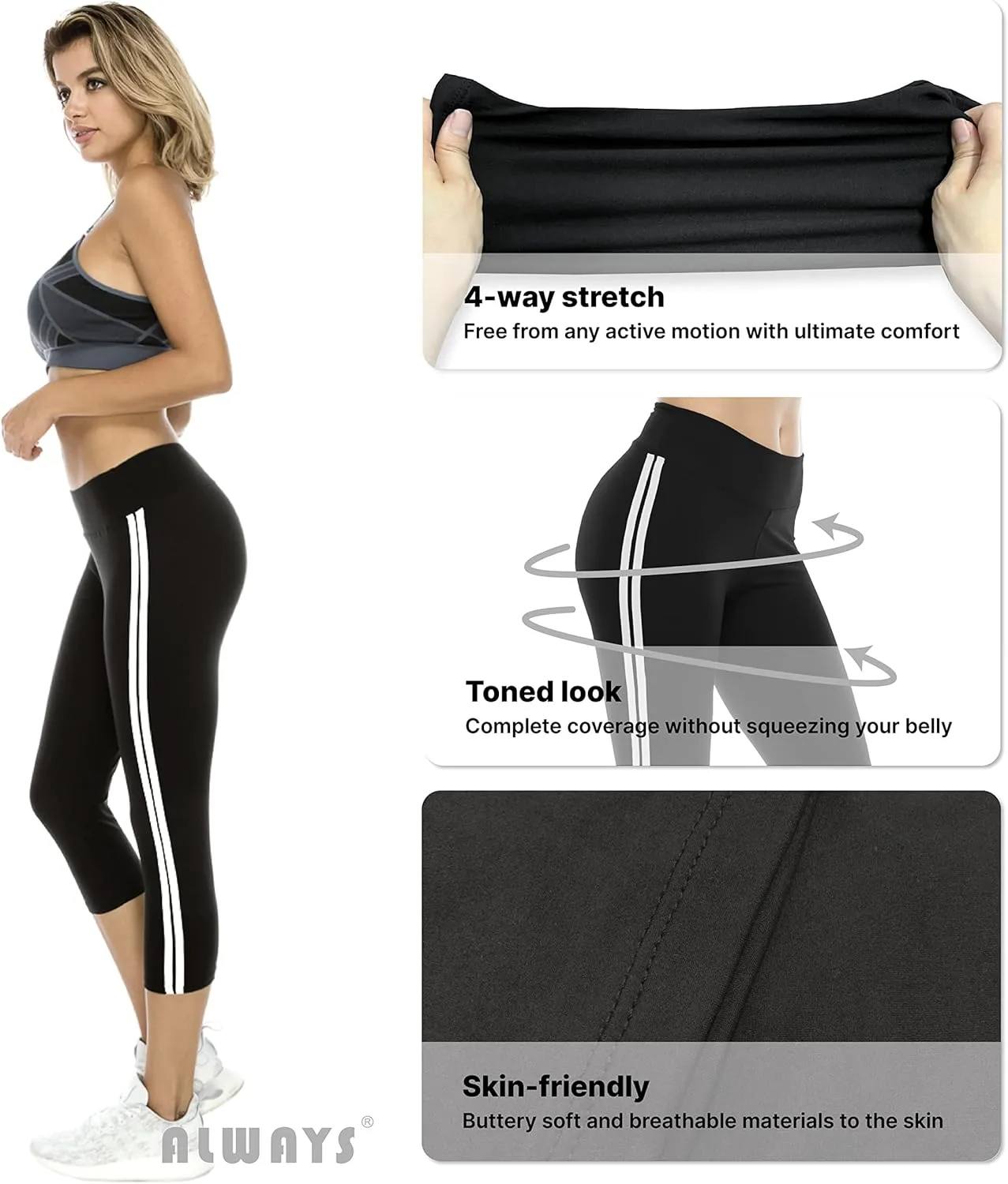 ALWAYS Women's High Waist Yoga Leggings - Premium Soft Workout Stretch Yoga Pants