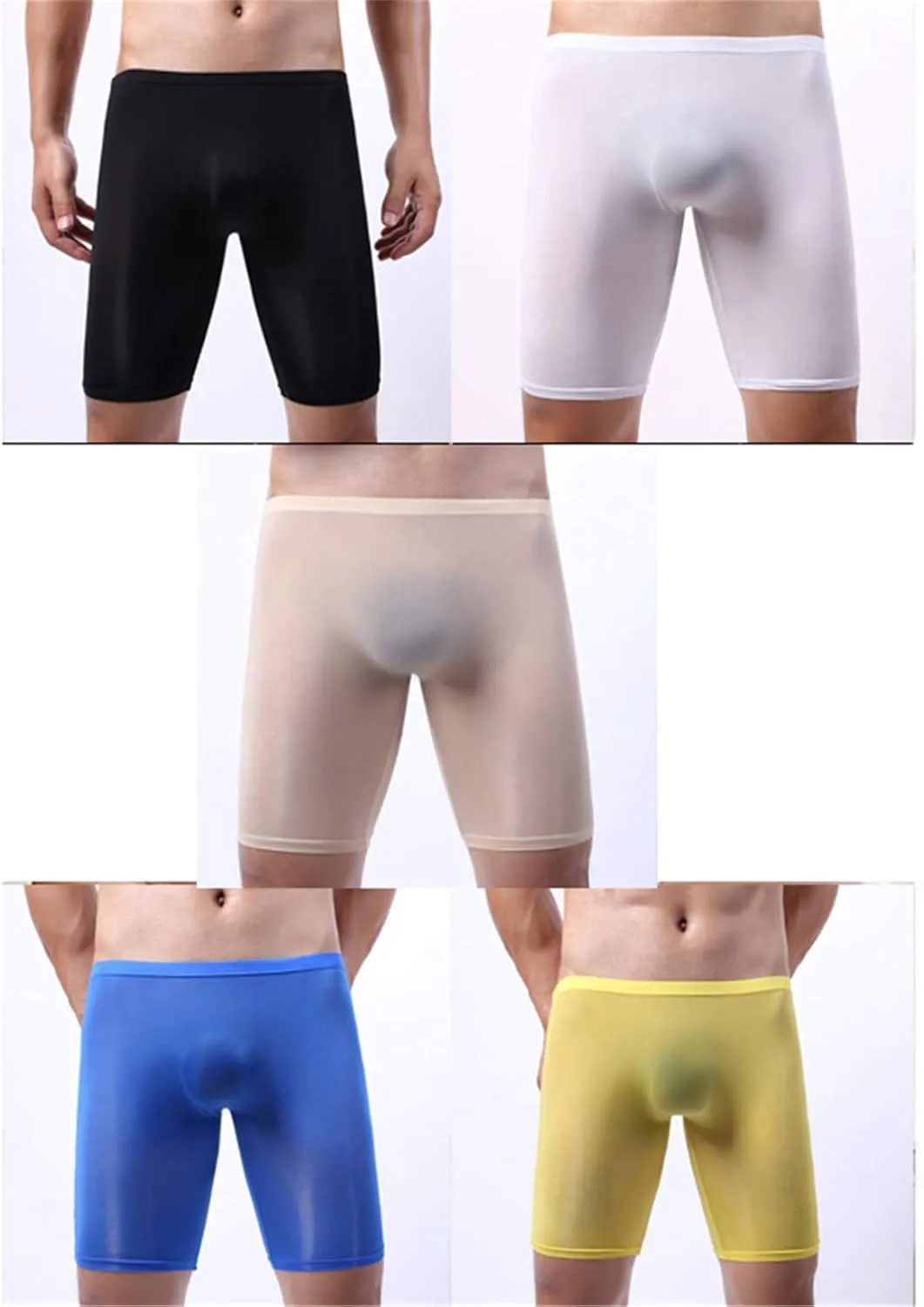 Andongnywell Men's boxer shorts one-piece ice silk boxer transparent sexy panties Knickers underpants