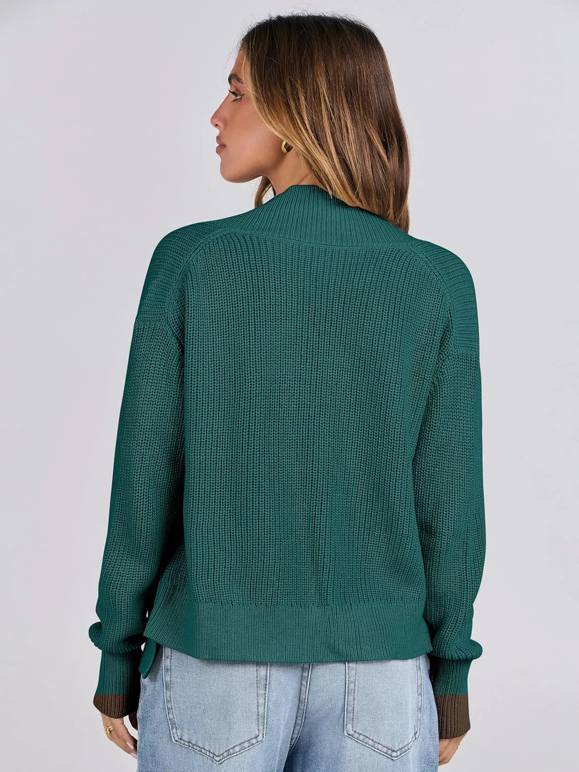 ANRABESS Women Jackets Sweaters Long Sleeve Open Front Loose Lightweight Knit Cropped Cardigan 2025 Spring Trendy Coats