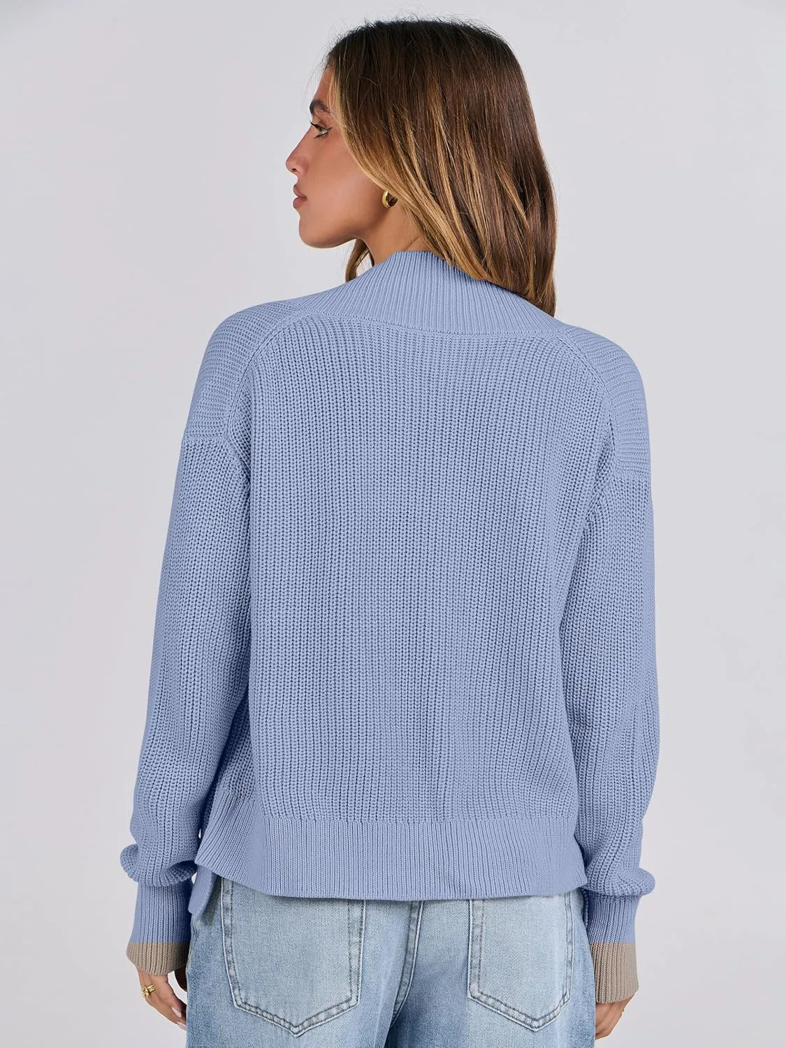 ANRABESS Women Jackets Sweaters Long Sleeve Open Front Loose Lightweight Knit Cropped Cardigan 2025 Spring Trendy Coats