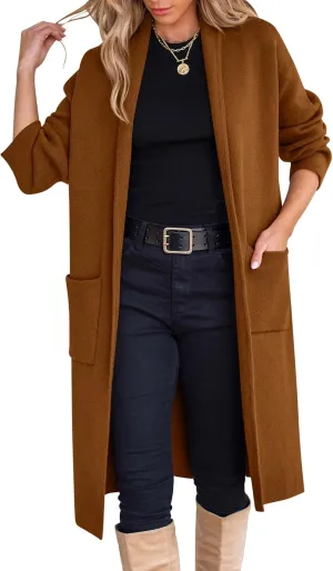 ANRABESS Women's Cardigan Long Sweater Oversized Open Front Knit Duster Coat 2024 Trendy Lady Fall Coatigan Outerwear