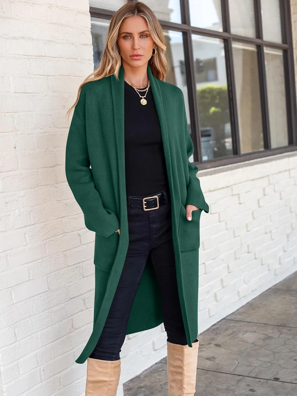 ANRABESS Women's Cardigan Long Sweater Oversized Open Front Knit Duster Coat 2024 Trendy Lady Fall Coatigan Outerwear