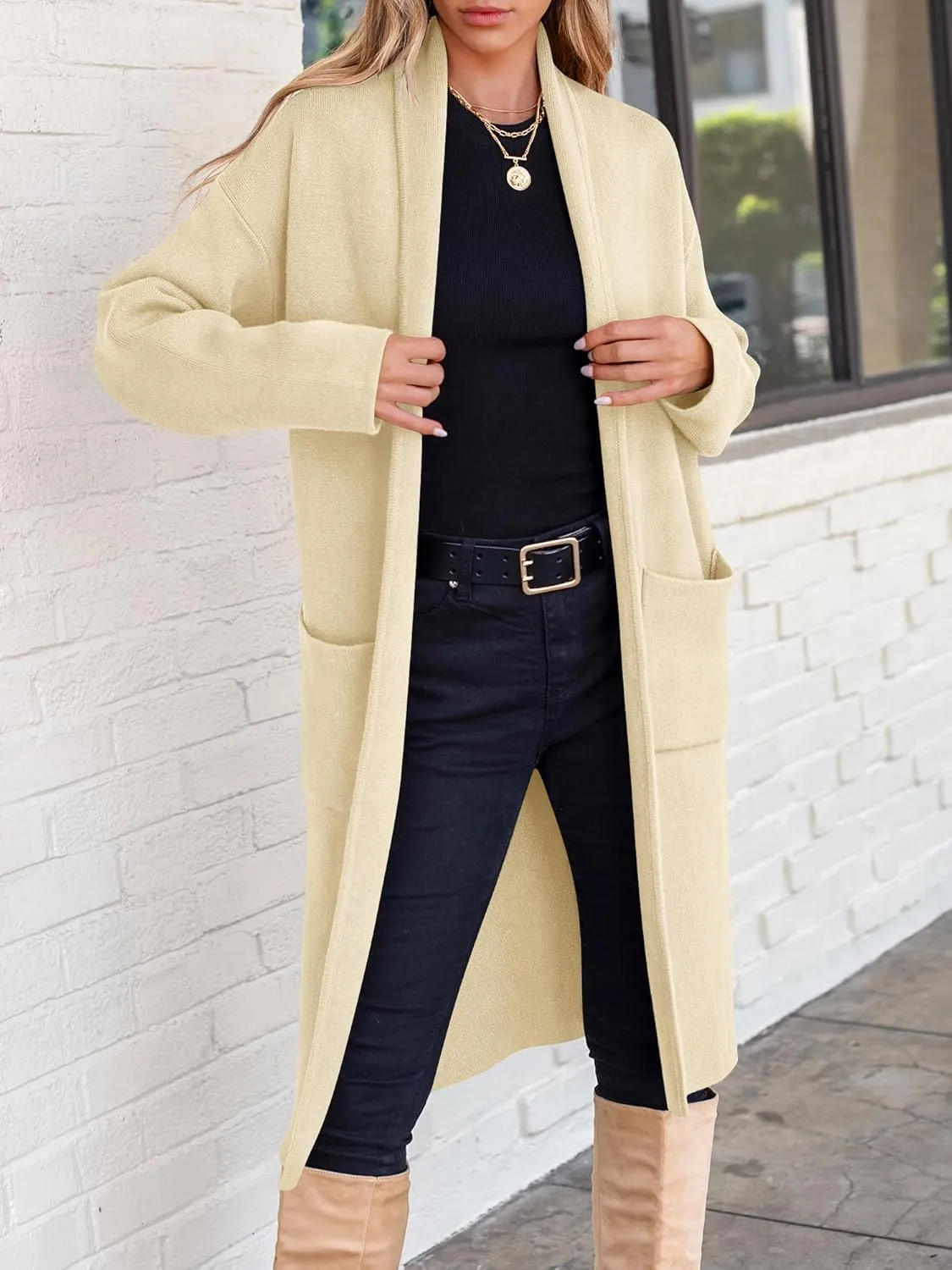 ANRABESS Women's Cardigan Long Sweater Oversized Open Front Knit Duster Coat 2024 Trendy Lady Fall Coatigan Outerwear