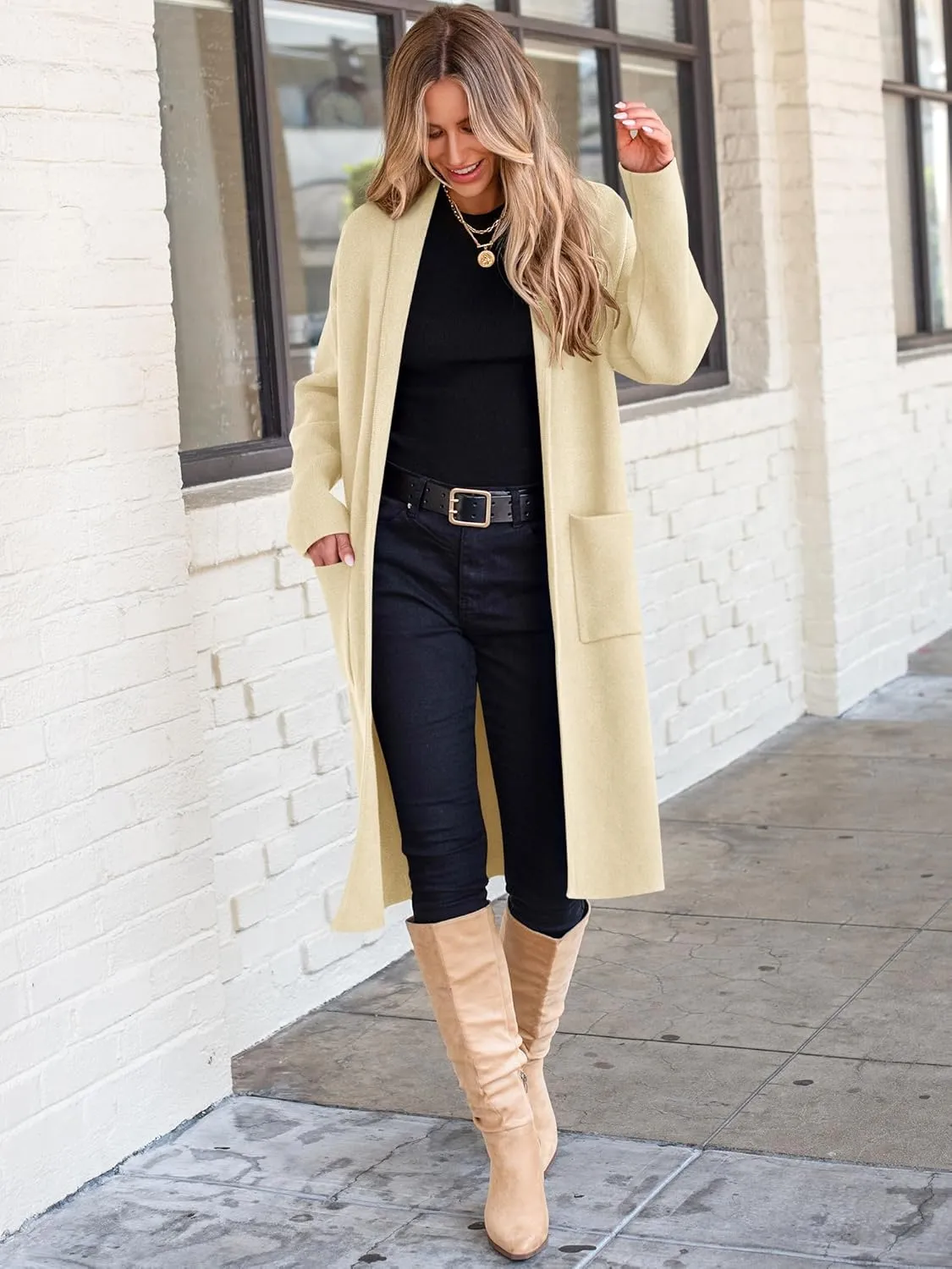 ANRABESS Women's Cardigan Long Sweater Oversized Open Front Knit Duster Coat 2024 Trendy Lady Fall Coatigan Outerwear