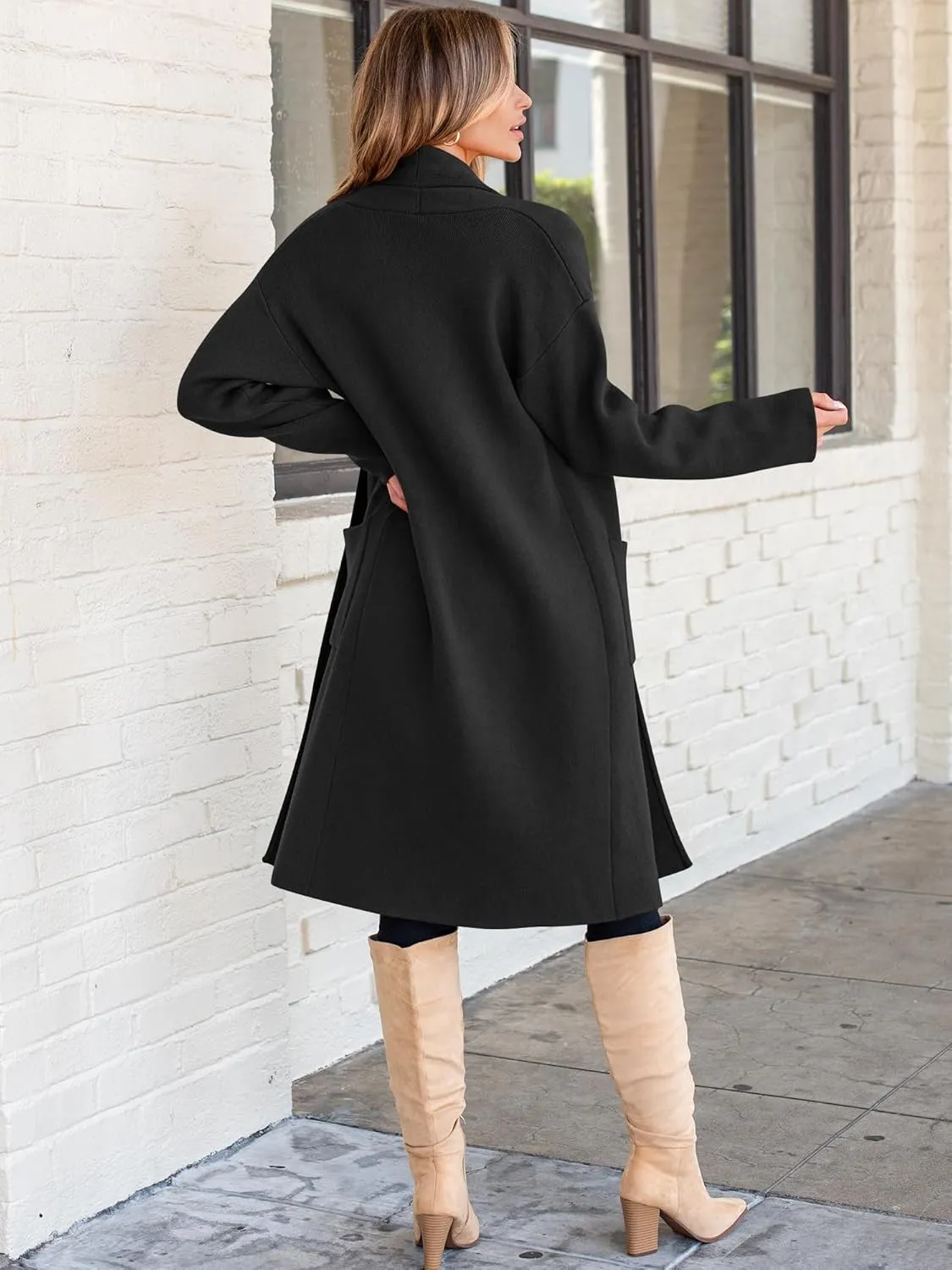 ANRABESS Women's Cardigan Long Sweater Oversized Open Front Knit Duster Coat 2024 Trendy Lady Fall Coatigan Outerwear