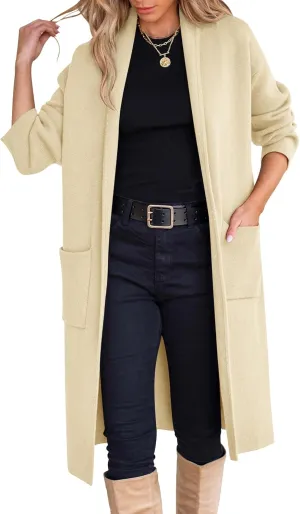 ANRABESS Women's Cardigan Long Sweater Oversized Open Front Knit Duster Coat 2024 Trendy Lady Fall Coatigan Outerwear