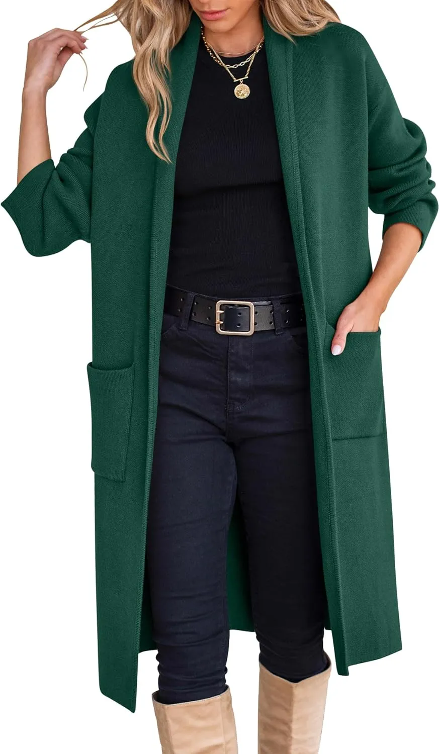 ANRABESS Women's Cardigan Long Sweater Oversized Open Front Knit Duster Coat 2024 Trendy Lady Fall Coatigan Outerwear