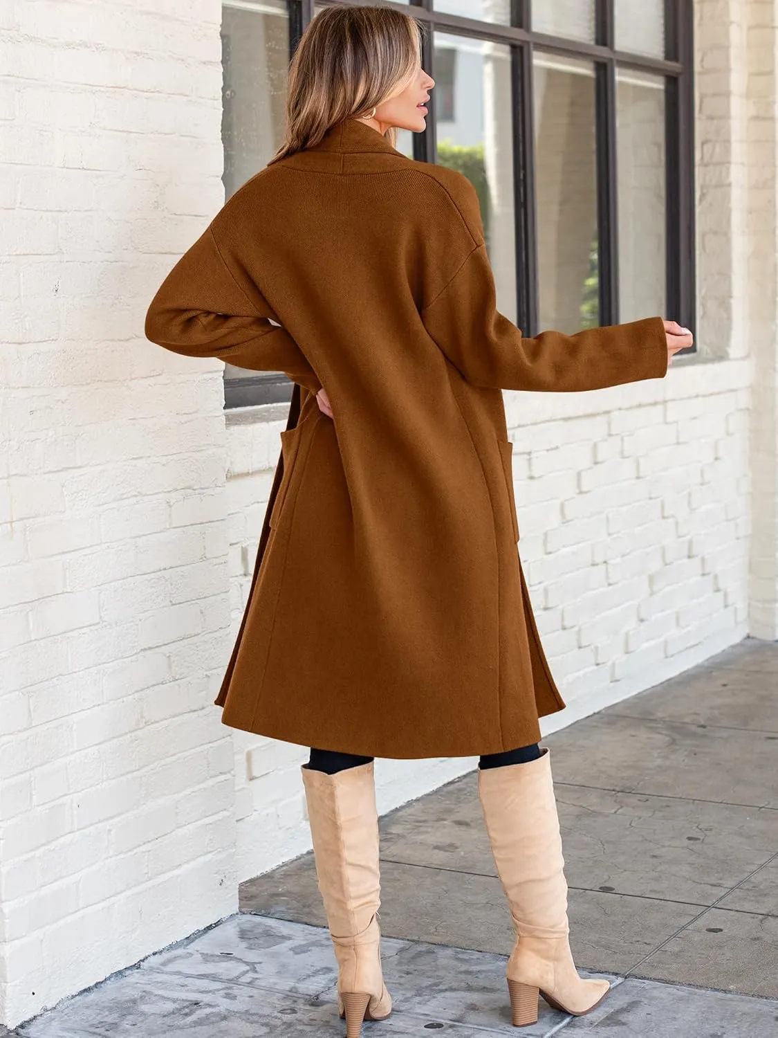 ANRABESS Women's Cardigan Long Sweater Oversized Open Front Knit Duster Coat 2024 Trendy Lady Fall Coatigan Outerwear