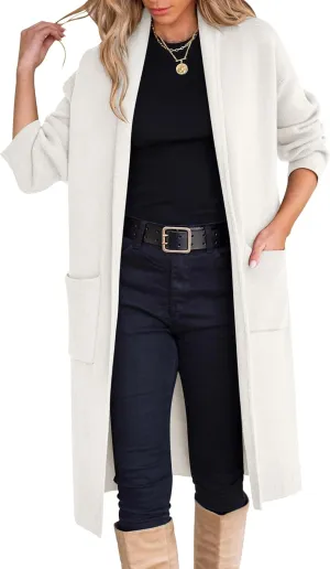 ANRABESS Women's Cardigan Long Sweater Oversized Open Front Knit Duster Coat 2024 Trendy Lady Fall Coatigan Outerwear