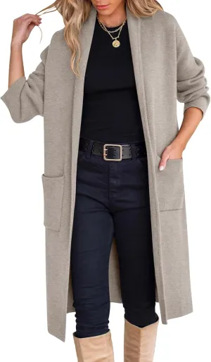 ANRABESS Women's Cardigan Long Sweater Oversized Open Front Knit Duster Coat 2024 Trendy Lady Fall Coatigan Outerwear