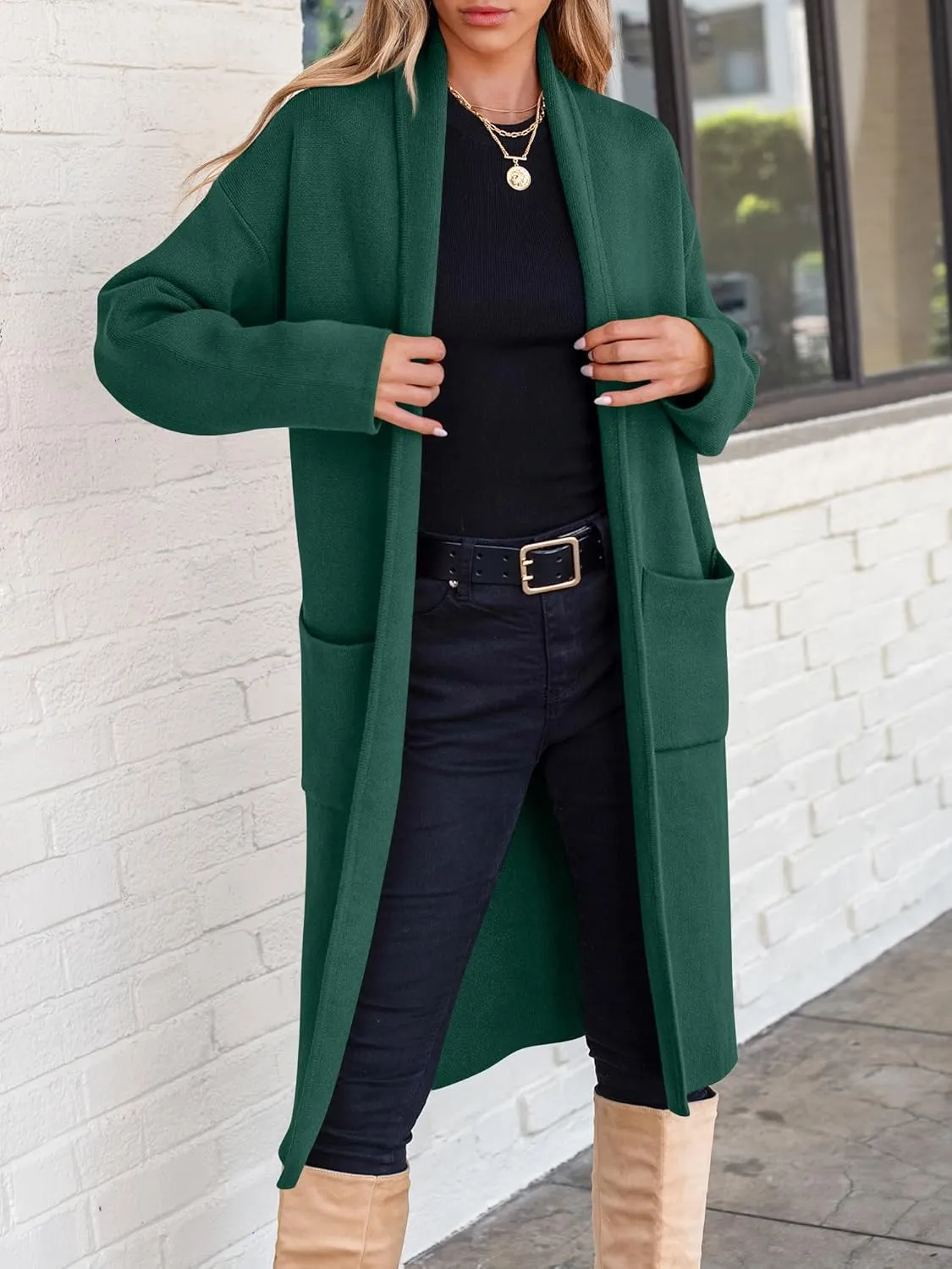 ANRABESS Women's Cardigan Long Sweater Oversized Open Front Knit Duster Coat 2024 Trendy Lady Fall Coatigan Outerwear