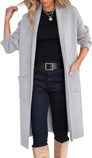 ANRABESS Women's Cardigan Long Sweater Oversized Open Front Knit Duster Coat 2024 Trendy Lady Fall Coatigan Outerwear