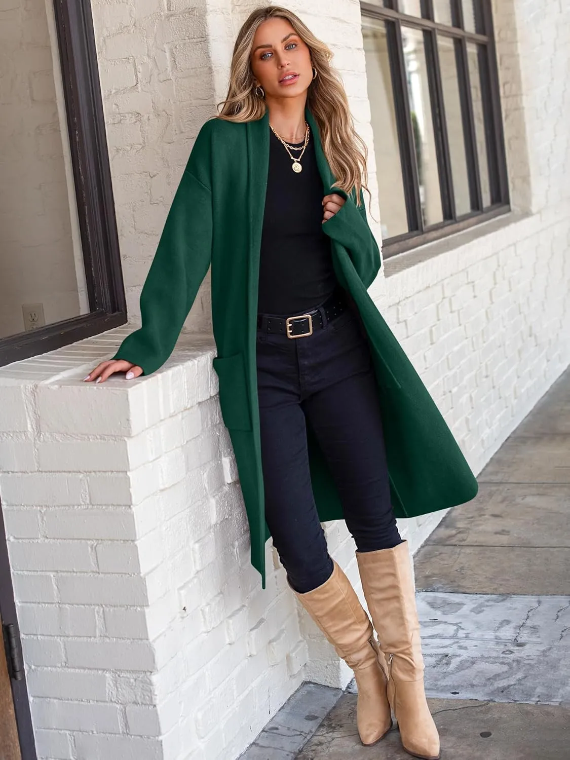 ANRABESS Women's Cardigan Long Sweater Oversized Open Front Knit Duster Coat 2024 Trendy Lady Fall Coatigan Outerwear