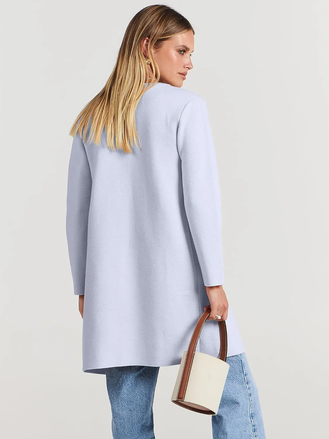 ANRABESS Women's Open Front Knit Lightweight Cardigan Casual Long Coatigan Sweater Lady Jacket Coat 2025 Fall Outerwear