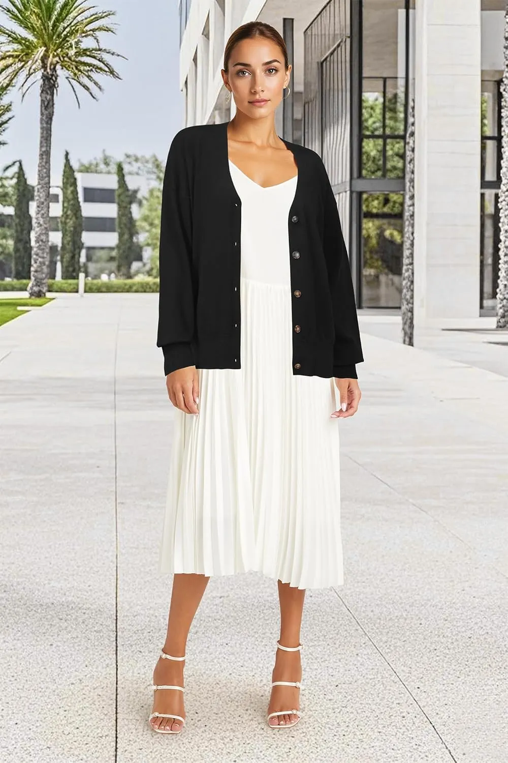Arach&Cloz 2025 Wool Blended Cardigan Sweaters for Women Spring Fashion Lightweight Button Clothes Business Casual Outfits