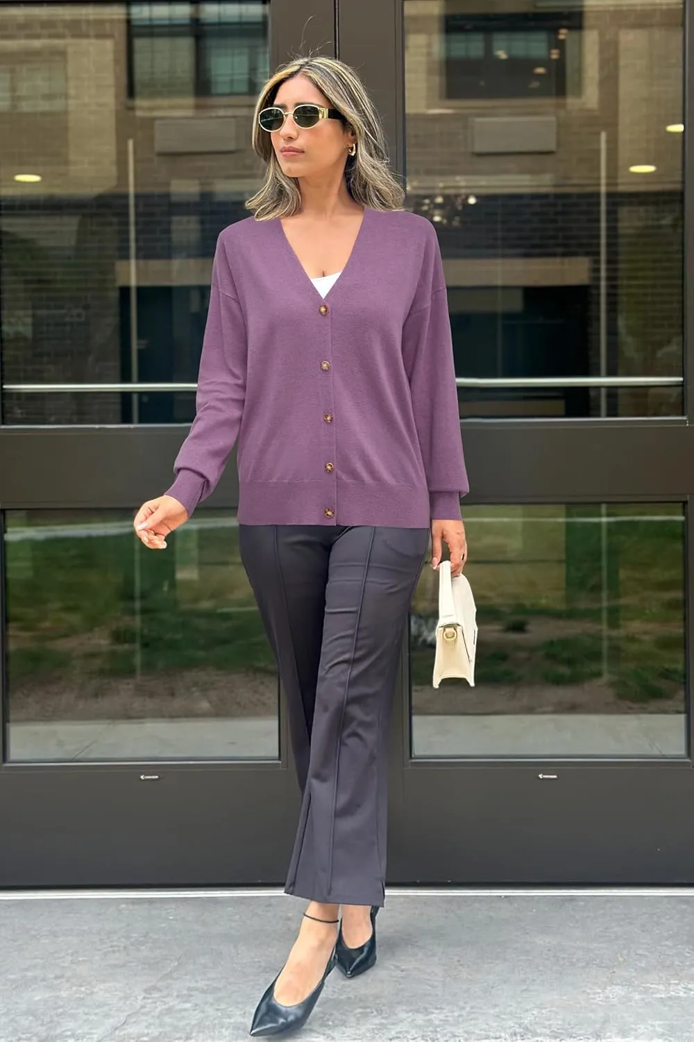 Arach&Cloz 2025 Wool Blended Cardigan Sweaters for Women Spring Fashion Lightweight Button Clothes Business Casual Outfits
