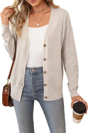 Arach&Cloz 2025 Wool Blended Cardigan Sweaters for Women Spring Fashion Lightweight Button Clothes Business Casual Outfits